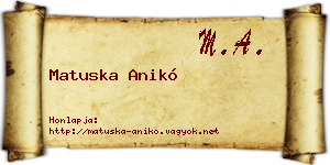 Matuska Anikó névjegykártya